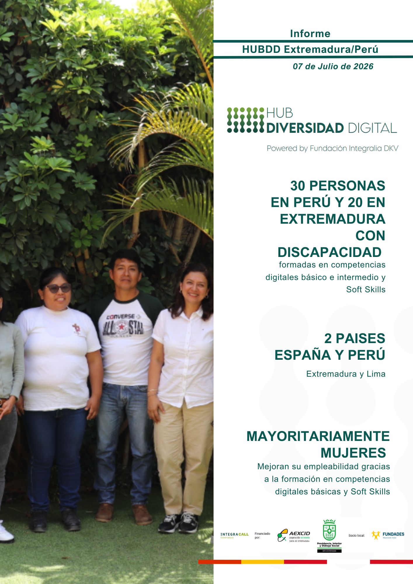Carátula de presentación de la Memoria Técnica Final del HUB Extremadura / Perú. Haciendo Clic encuentral el informe